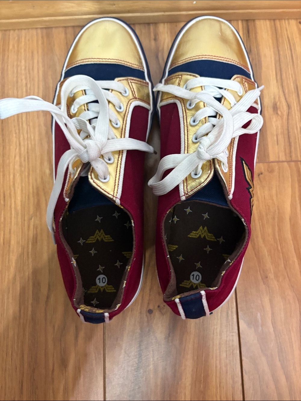 Wonder Woman Inspired Red & Gold Low-Top Sneakers - Picture 5 of 6